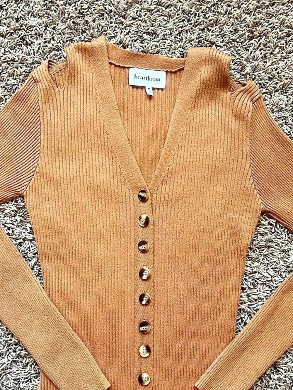 heartloom Ribbed Button-Front Maxi Dress in Brown Like New